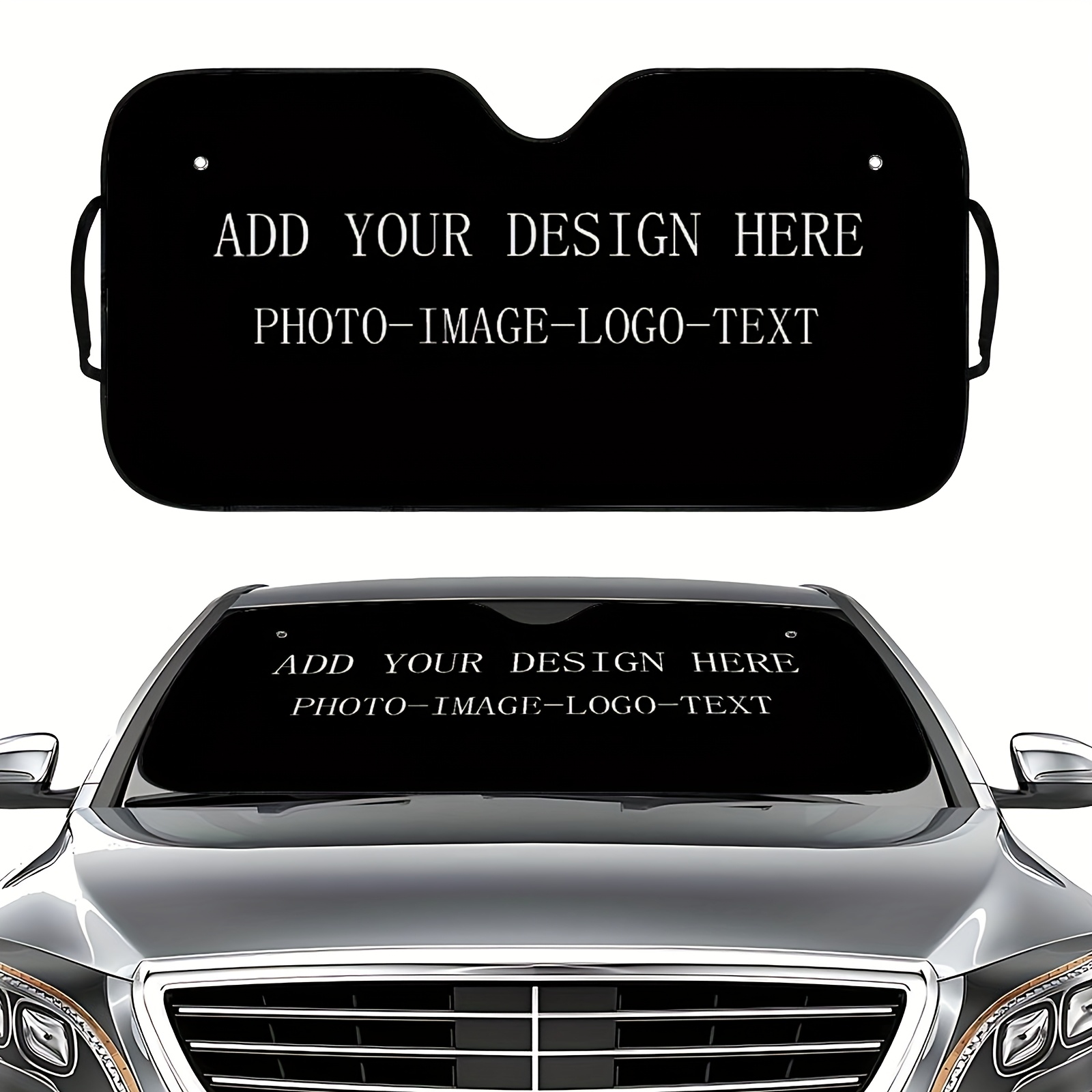 E-shop Anpassbarer Auto-Sonnenschutz mit personalisiertem Hundefoto & Text-Design - Strapazierfähige Polyester-Aluminiumfolie, Passend für die