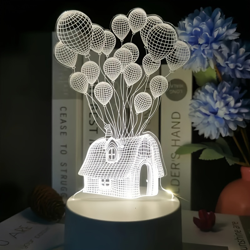 

1pc 3d Balloon House Night Lamp, A Lighting Fixture For Decorating Bedrooms, Daycare Beds, Family Rooms, As A Glowing Gift For Birthdays Of Women, Teenagers, Boys, And Girls