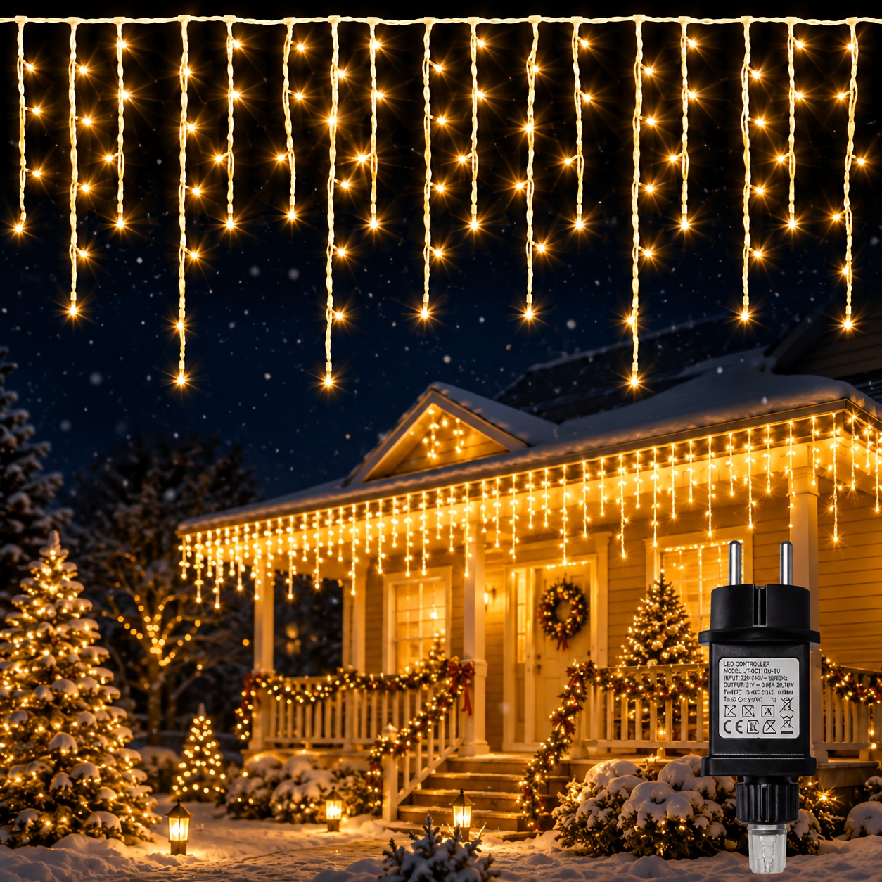 TEMU 600/400/200 LED Luci Fatate a Forma di per Esterni, IP44 Catena Luminosa a per Giardino Patio, 8 Modalit� Caldo Illuminazione per Feste per