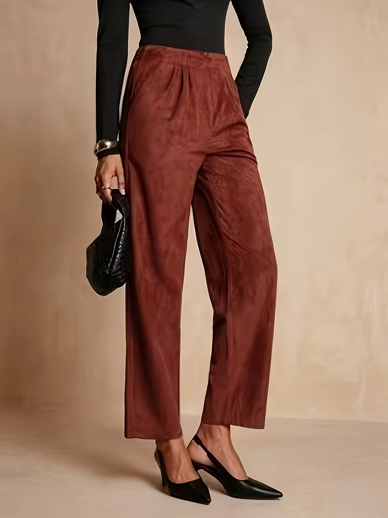 taglie forti - (     ) pantaloni casual da donna taglie forti in   pelle scamosciata a     e vita    