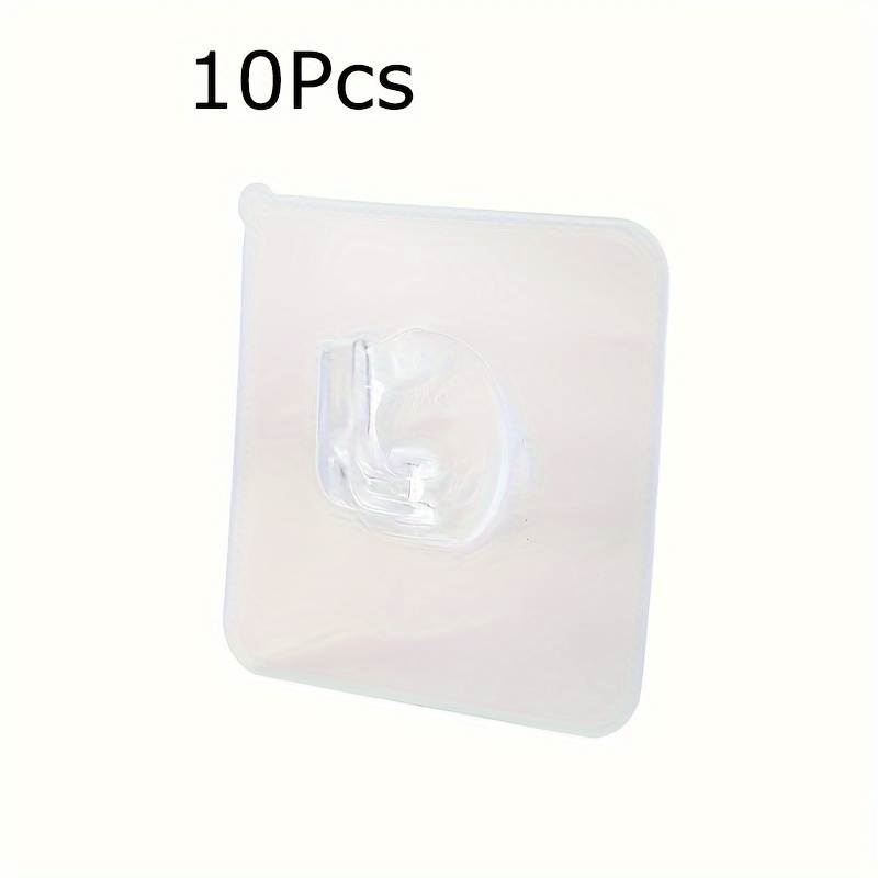 10pcs Adhesive Plastic Clear Hooks Transparent Hook For -free Wall Hook, Utility Hooks