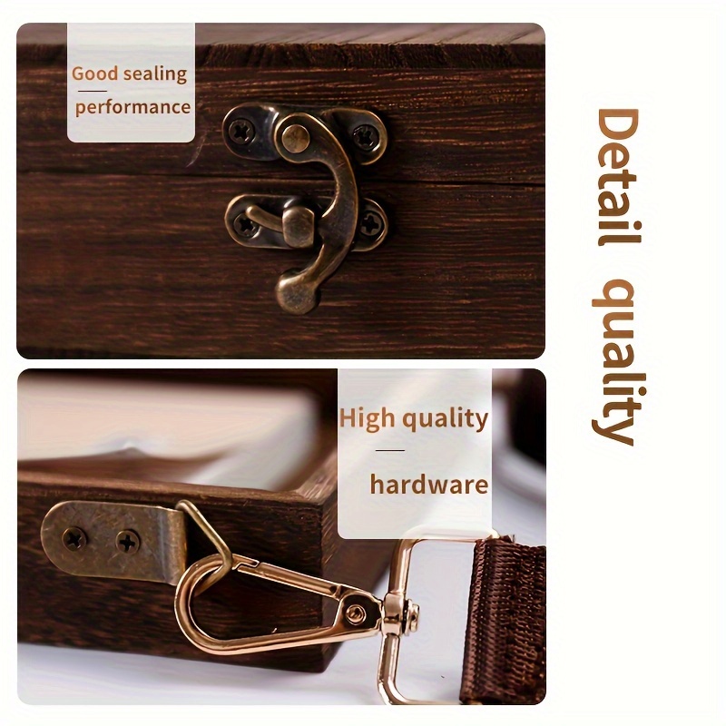 1pc writers messenger wooden box multifunctional handcrafted wooden crossbody bag portable artist toolkit brush storage box   easel for outdoor painting Product details 3