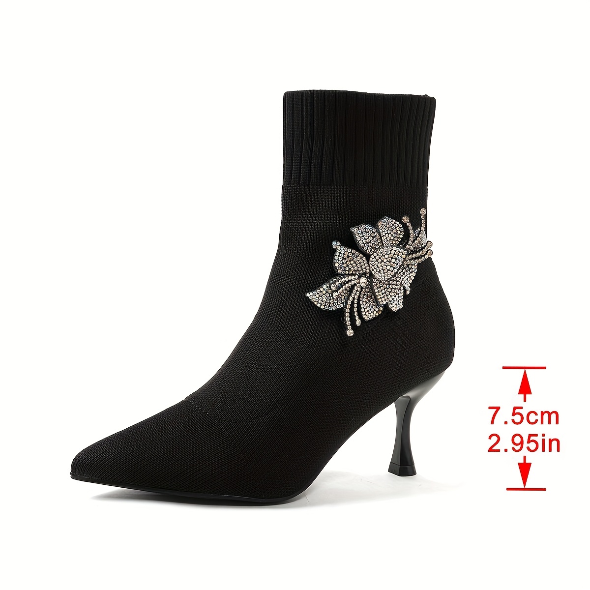 Women's Slip-On Pointed Toe ankle boots - Elegant stiletto heels, Cushioned insole & Non-Slip Rubber Sole - All-Season Formal & casual Shoes for Weddings, Parties, Travel - Available in Black, Yellow, Purple - Perfect Gift for Women, Party Footwear, Fabric Upper