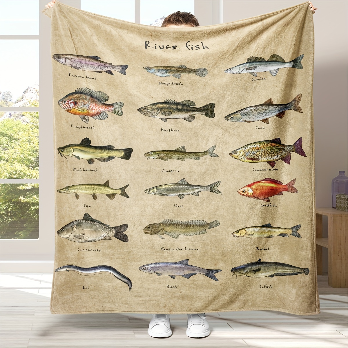 

Cozy Fish-themed Flannel Throw Blanket - Soft, Warm & For Couch, Bed, Travel | Perfect Gift , Family, Lovers | Multiple Sizes & Varieties