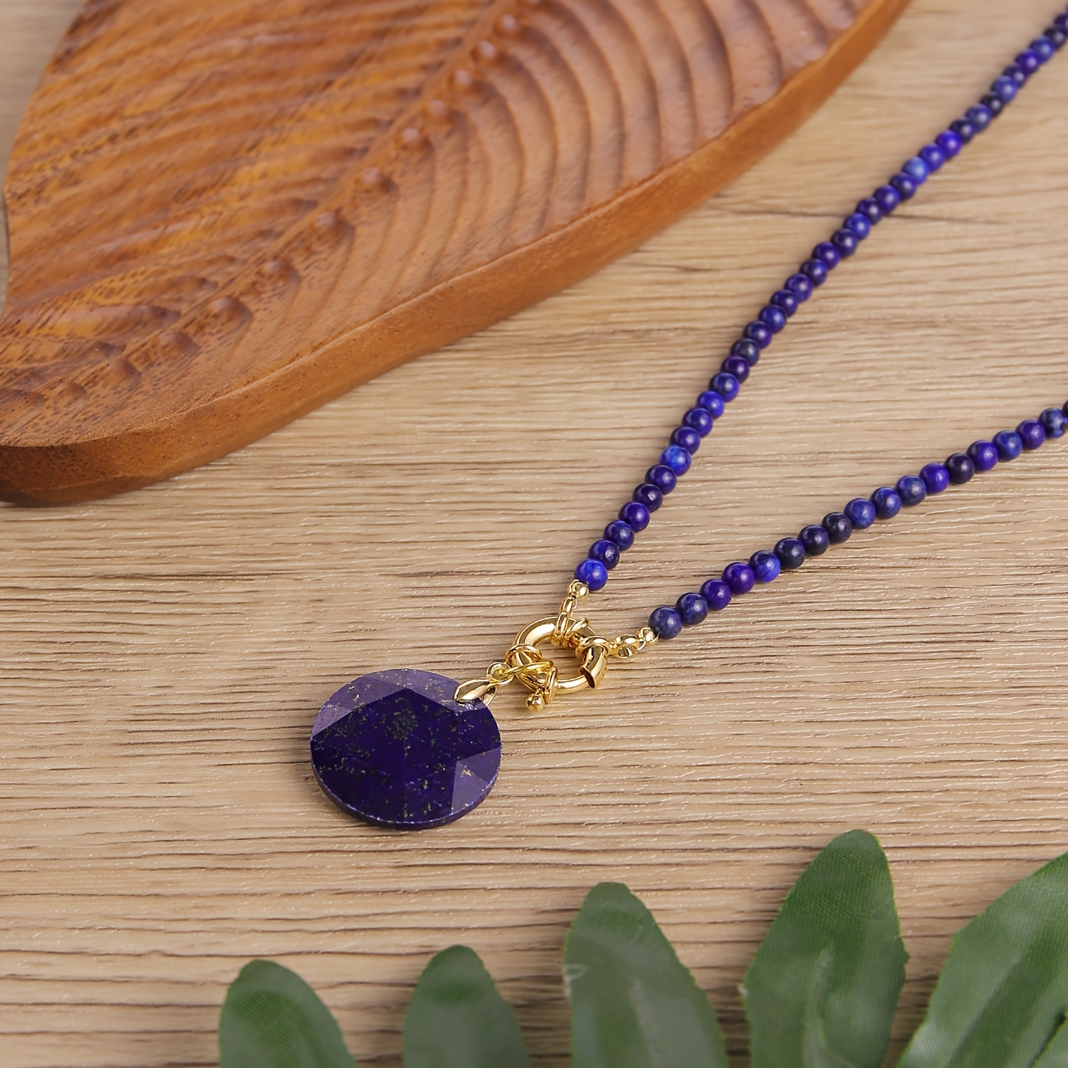 Minimalist Men's Natural Stone Necklace with Tiger's Eye & Lapis Lazuli