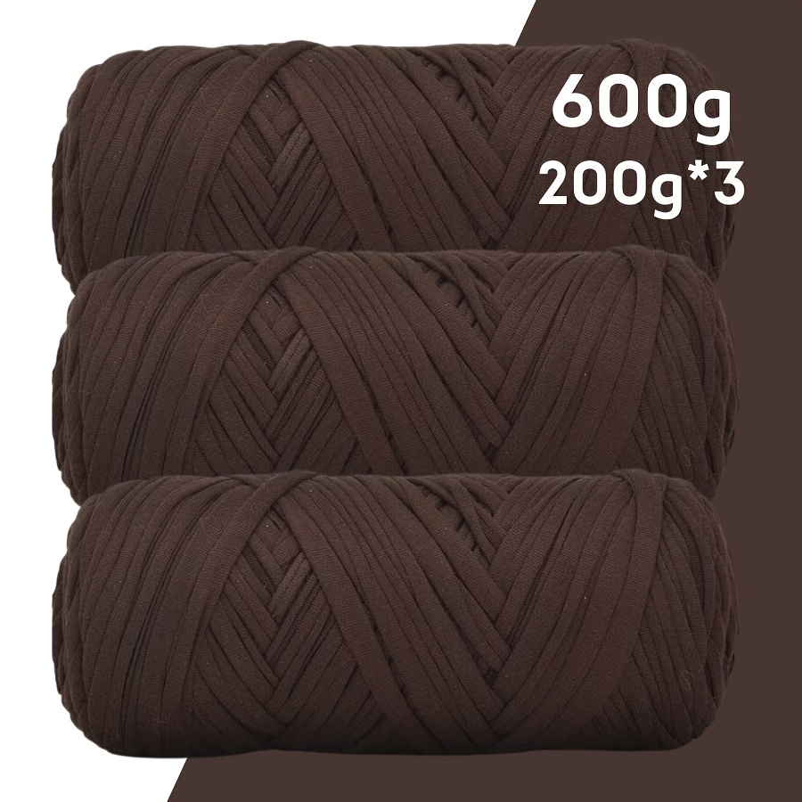 E-shop 600g Dickes Elastisches Häkelgarn - 90% Polyester 10% Mischfaser - Geeignet für Häkeln, Weben - 38 Farben (inkl. Blush, Coral) - 3x200g Knäuel