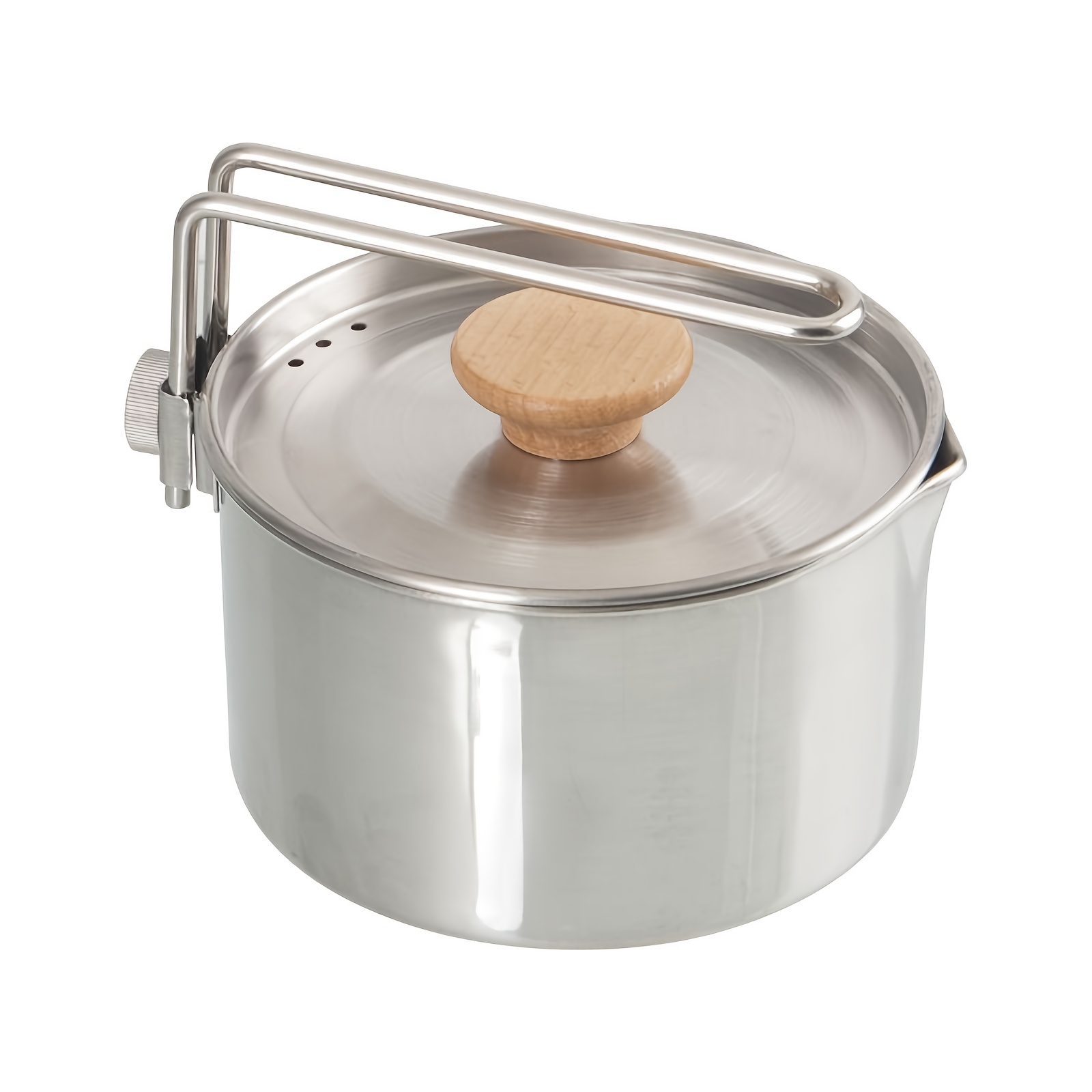 Image of Outdoor 304 Stainless Steel Folding Pot With Lid And Detachable Handle, Suitable For Camping And Hiking, With A Storage Bag
