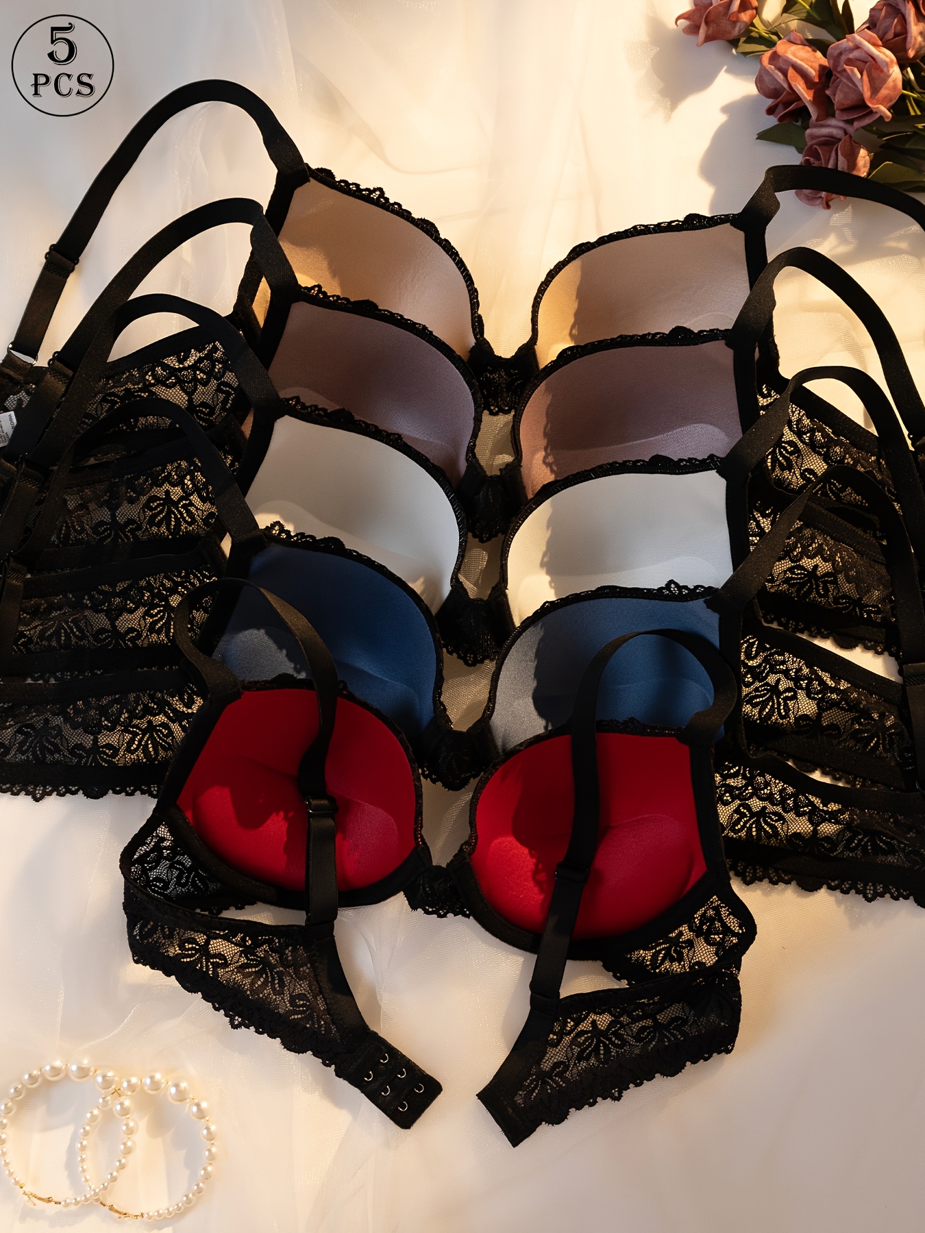 5 pack hög support push up bh:ar för kvinnor med spärr - Temu Sweden