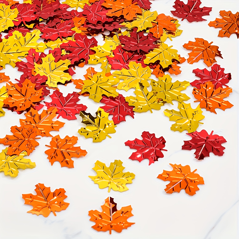 TEMU 100pcs Per Pack Birthday Multicolor Confetti Decorations, Suitable For Birthday Parties, Autumn Maple Leaf Tossing Confetti Thanksgiving Party