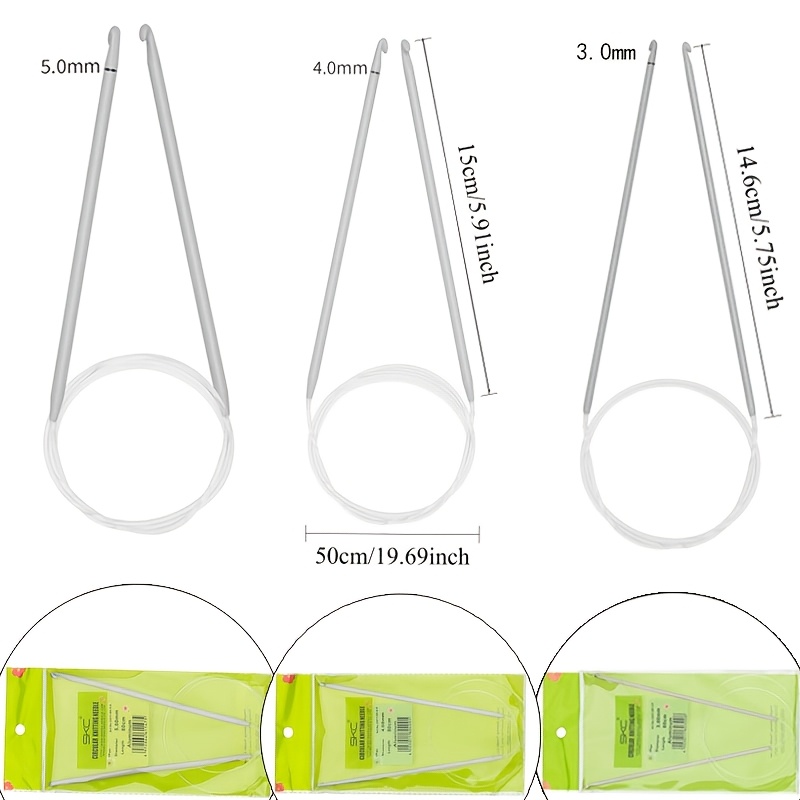 1/3 Pack Aluminum Circular Knitting Hooks | 80cm Solid Aluminum, Sizes 3.0/4.0/5.0mm, Ideal For , Sweater Making, Home Sewing, Knitting, Durable Circular Needle Construction