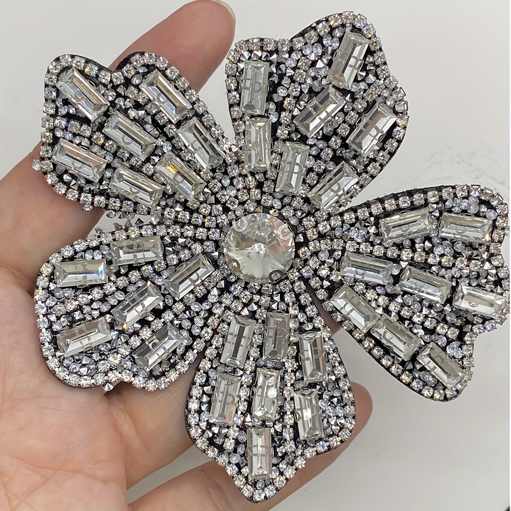 TEMU 1pc Rhinestone Appliqué Handmade Sewing Clothing Shoes Hats Bags Packaging Decorative Appliqué Flowers