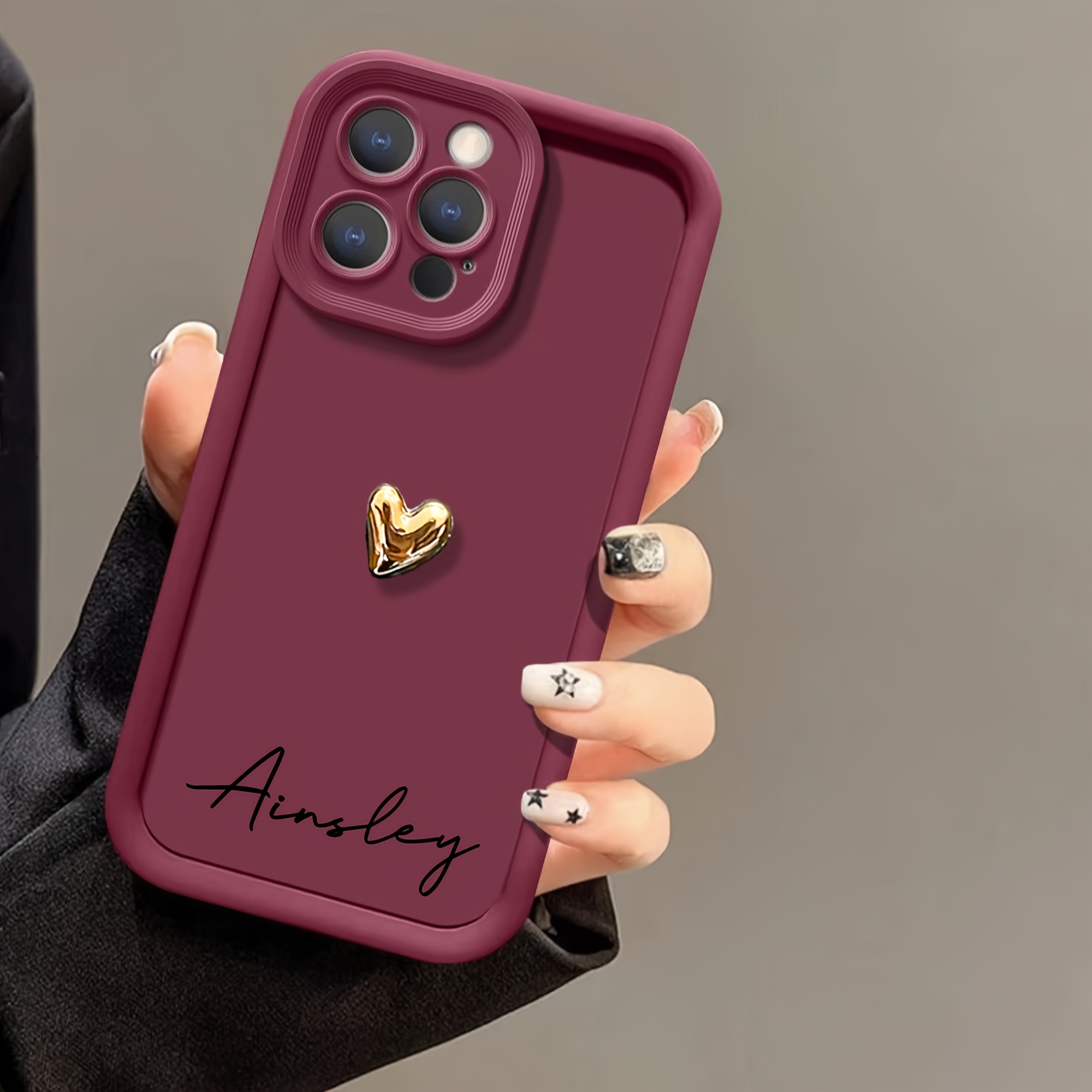 TEMU Phone Case: Personalized Custom Name 3d Heart Phone Case With Phrases Diy Signature Case Compatible With Iphone 18 17 16 15 14 13 12 11 Pro 17