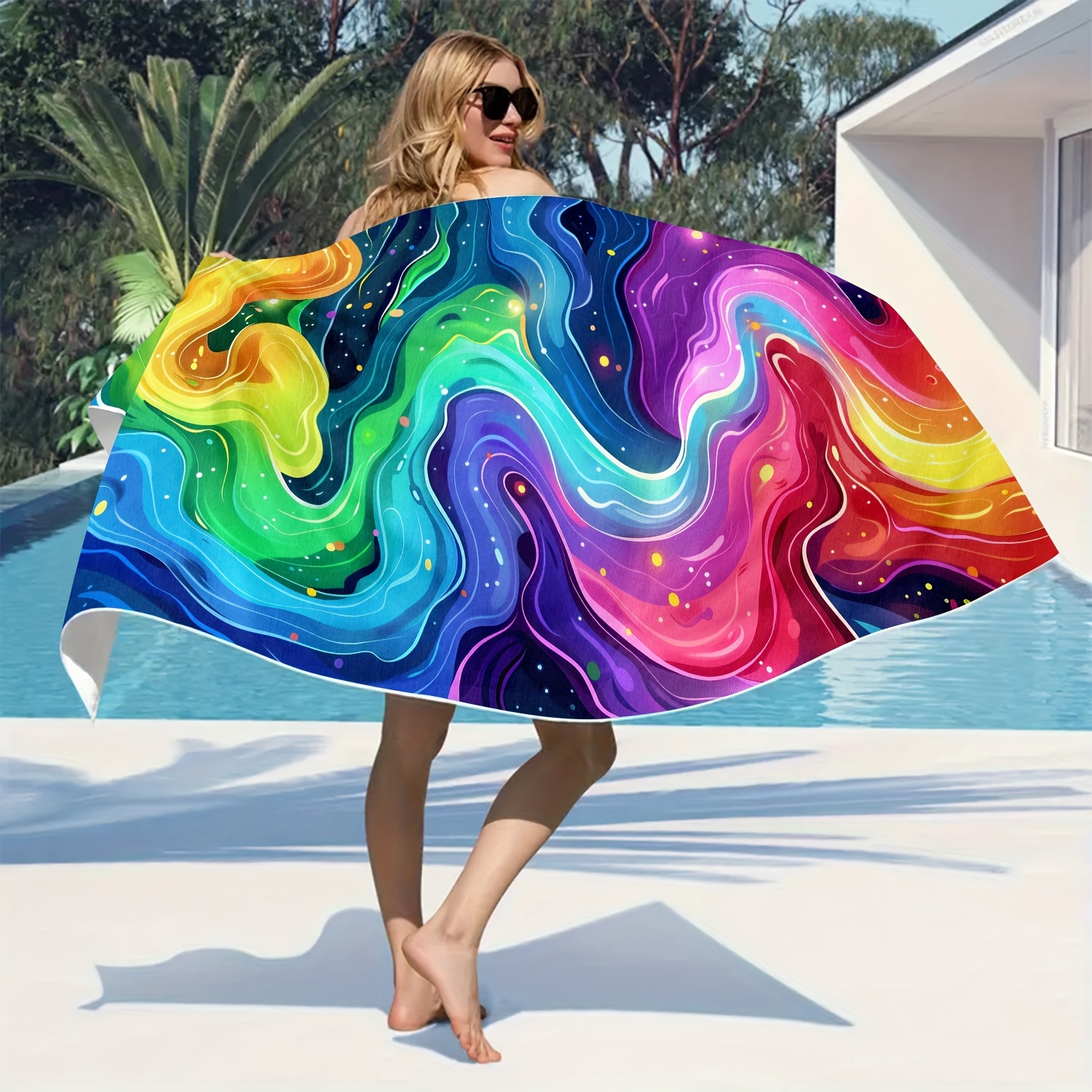 

Rainbow Extra Large Microfiber Beach Towel, Super Absorbent Quick Dry, Thick Soft Sand Free Towel For Beach, Pool, Swimming, Bath, Travel & Picnic - Machine Washable