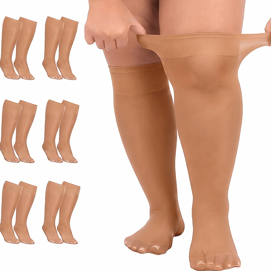 6-pair Nylon Mid-calf Socks, Extra Large Size, Suitable For Up To 300 Lbs