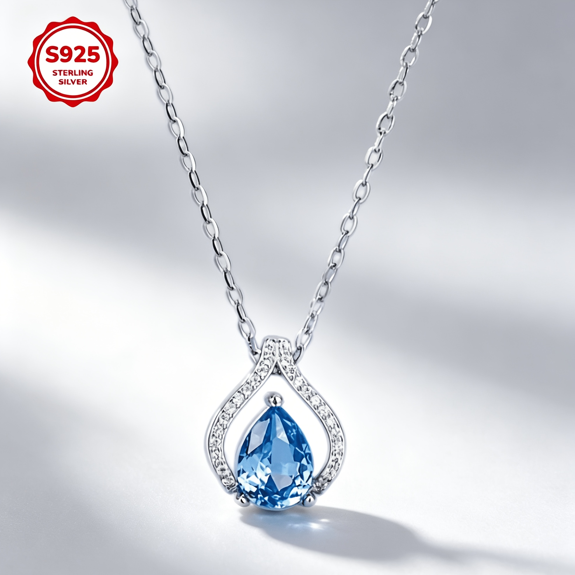 Women's S925 Silver Bud-Shaped Setting Contour Necklace