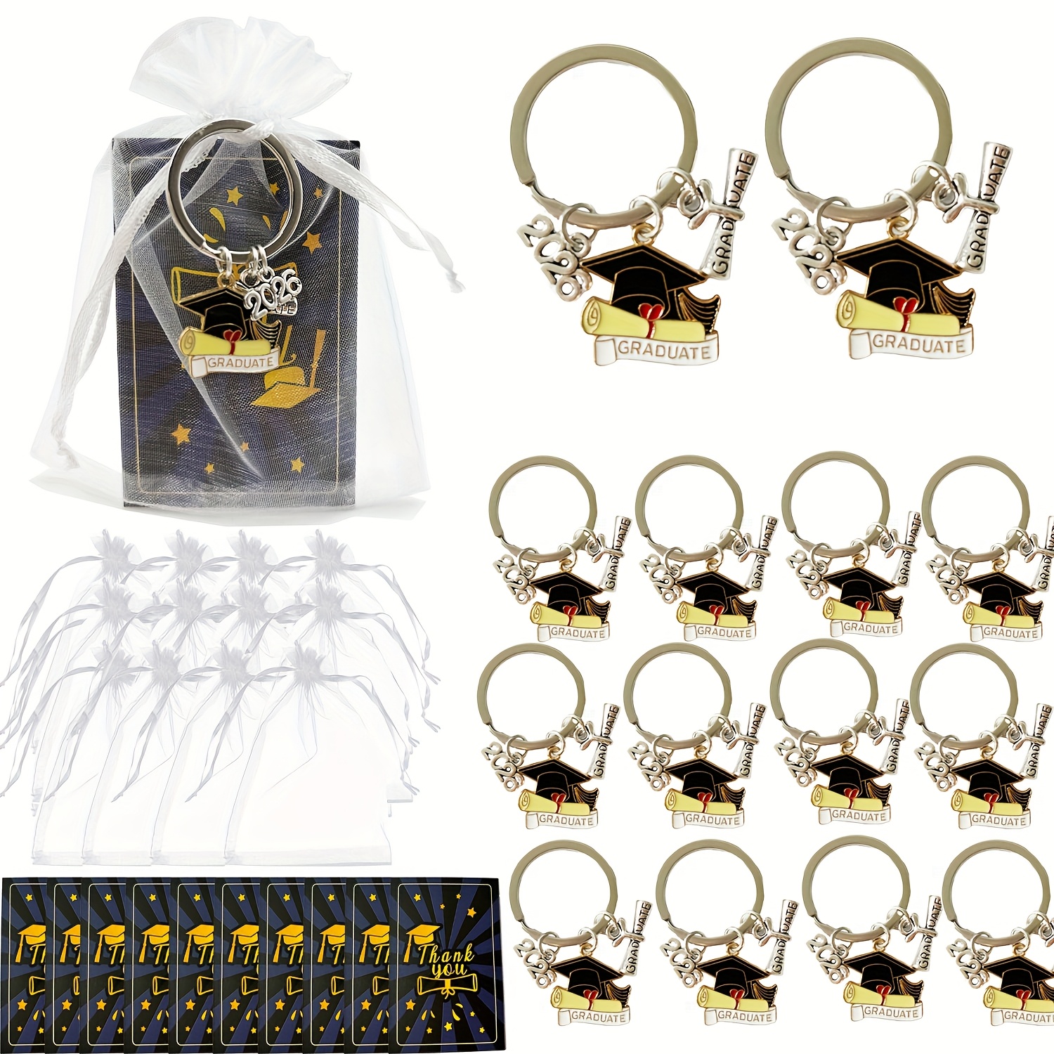 TEMU Cadeau pour Elle/Lui Lot de 36 Porte-clés Promotion 2026/2025 - Cadeaux Parfaits pour de Classe, Meilleurs Amis et Élèves de - Centres de Table