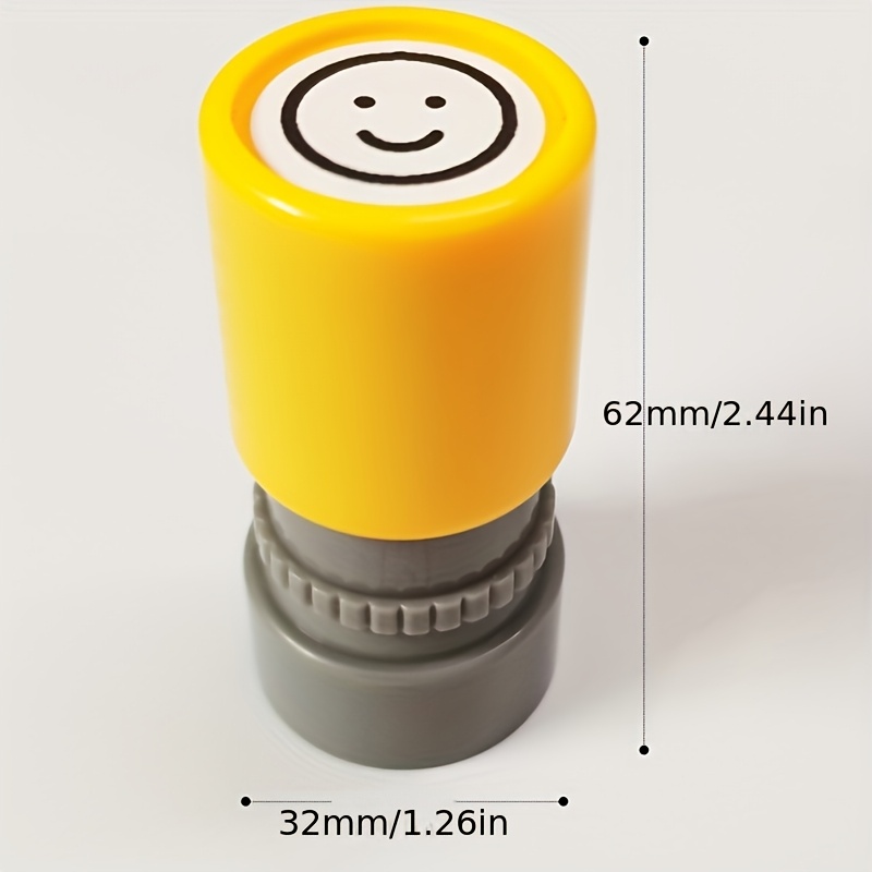 Image of 1pc Light Sensitive Face Stamp - Circular Chemical-based Ink Pad With Smiling & Frowning Faces For Office, School, Home - Fun Emotion Tool, School Supplies, Design, Durable Stamp