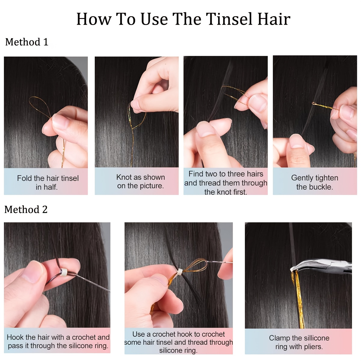 8pcs   glitter hair tinsel extensions - heat resistant, sparkling fairy hair accessories for women,   halloween & parties, party hair accessory | glittery hair extensions | heat resistant fiber, hair accessories Product details 8