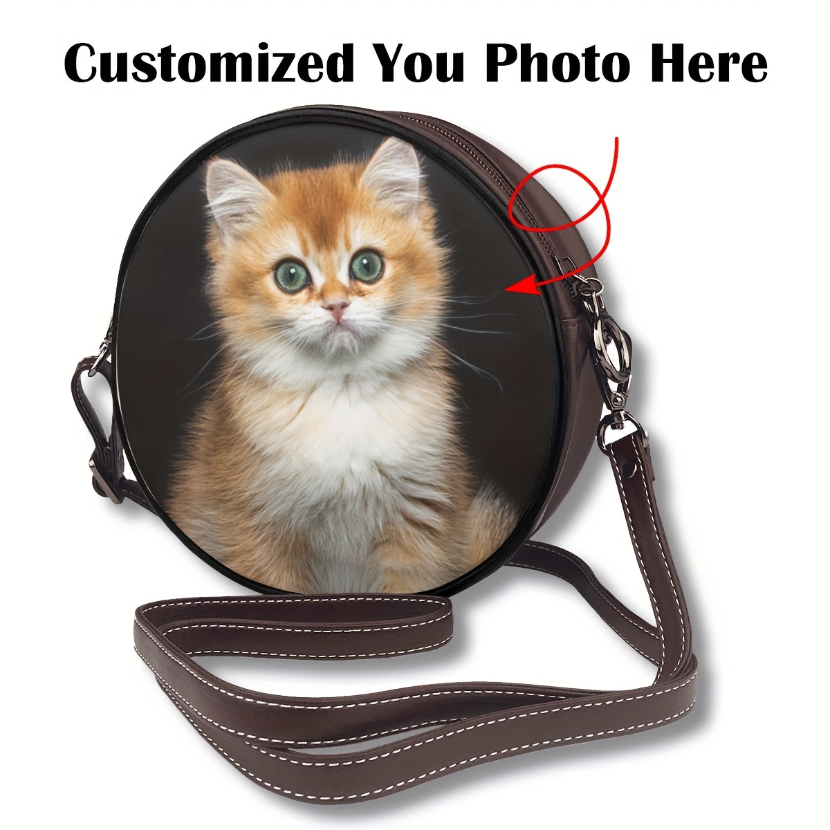 

Customizable Microfiber Round Crossbody Bag – Personalized , Waterproof, Zipper Closure, Detachable Strap, White – Perfect Gift For