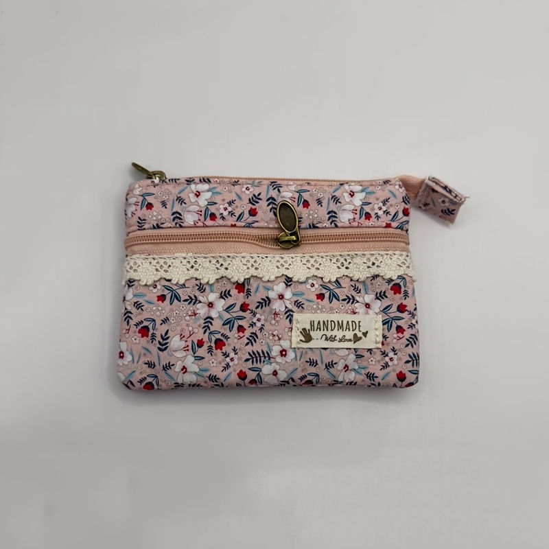 TEMU 1pc Cartera Floral, Monedero con Cremallera, Múltiples Compartimentos, Bolso Pequeño de Mano, Portatarjetas Mini Compacto