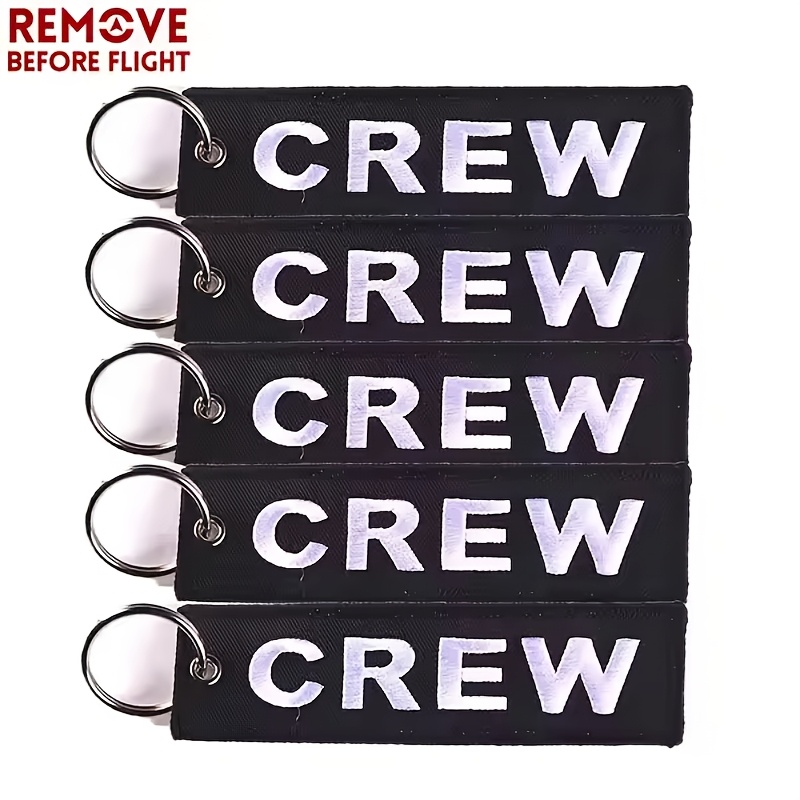 item picture 5pcs multi color crew embroidered keychains for   aviation gifts key ring
