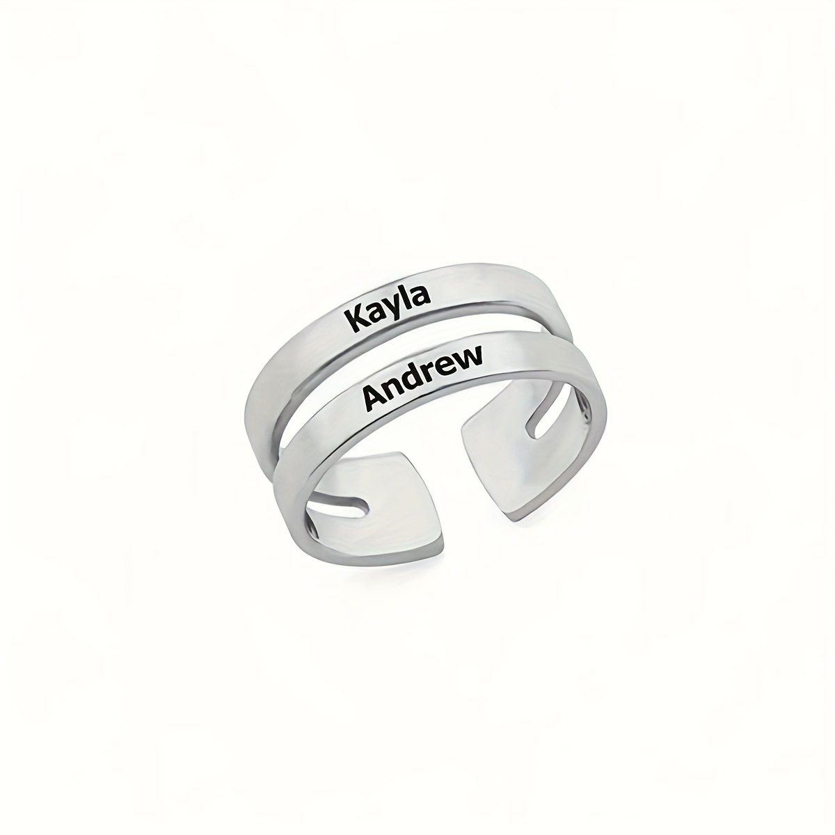 TEMU Anillo personalizado grabado con y , 2-3 y números, de acero inoxidable dorado/plateado/, regalo de aniversario, regalo de San Valentín, regalo