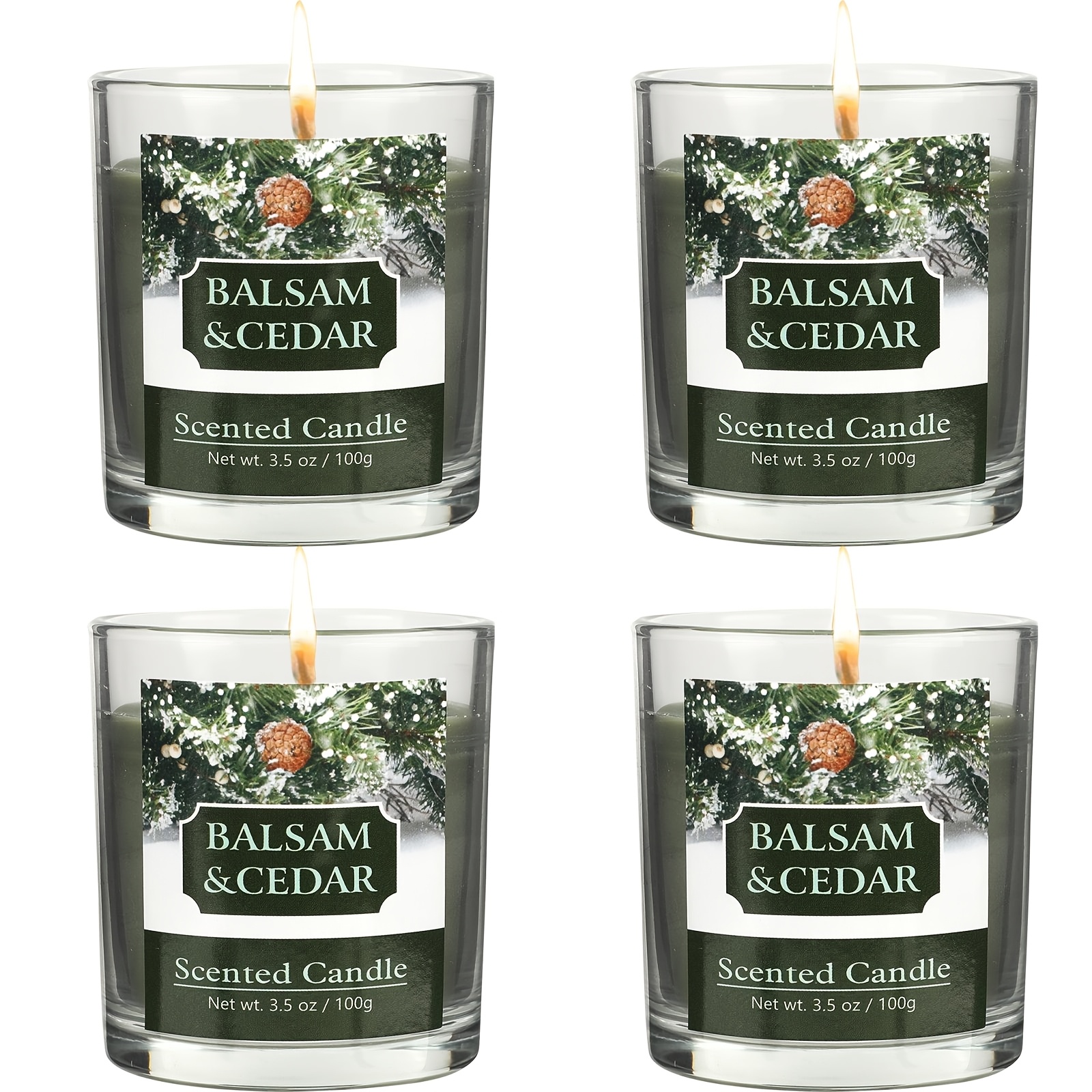 TEMU 4-pack And Cedar Scented Candles, Natural Soy Wax Candles With Wick, Perfect For A Refreshing Ambiance, Christmas Candle Gifts, Winter Candles,
