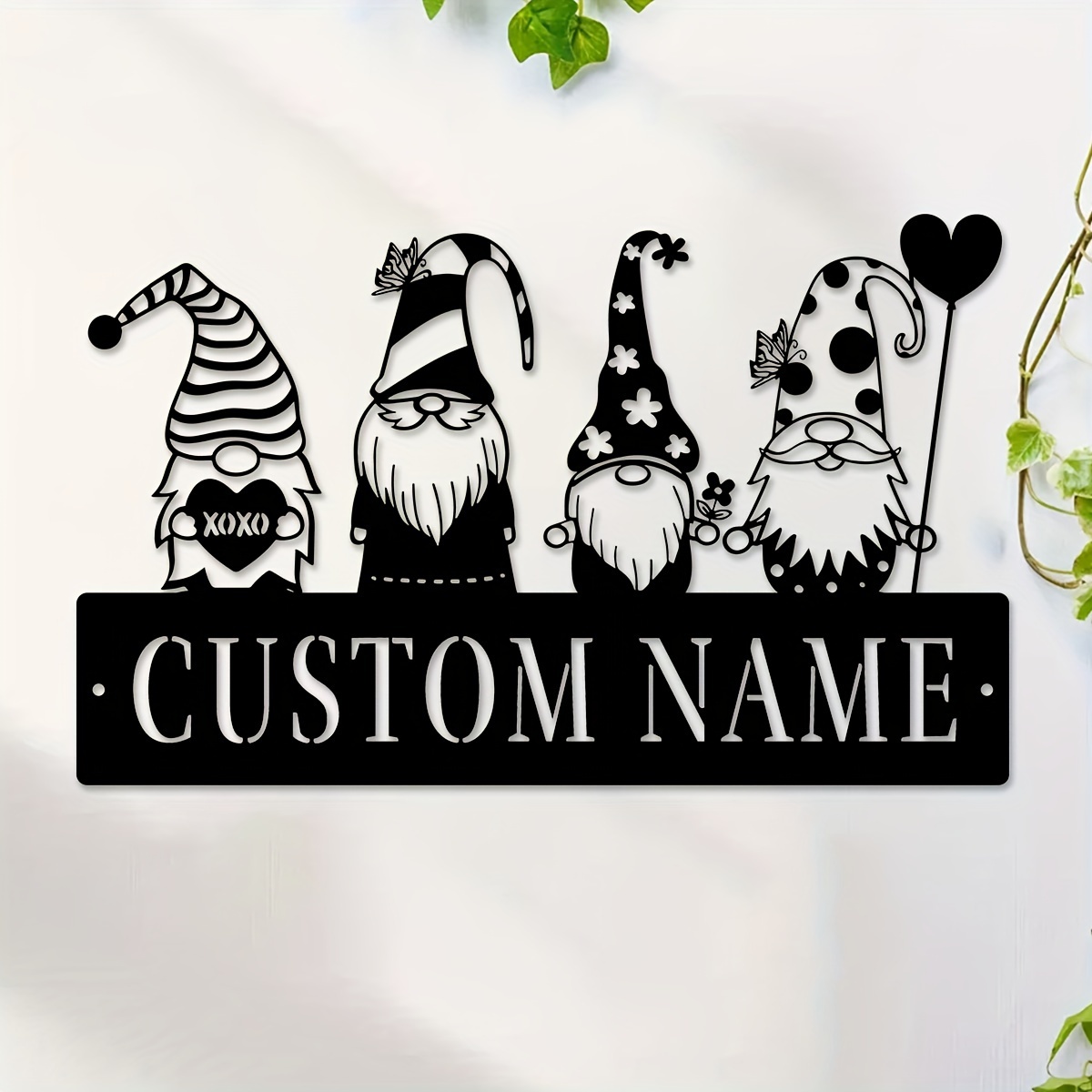 

1pc Custom Gnome Wall Art, Personalised Gnome Sign, Farmhouse Gnome Wall Decor, Living Room Living Room Office Decorative Metal Art, Custom Name, Porch, Patio, Gifts