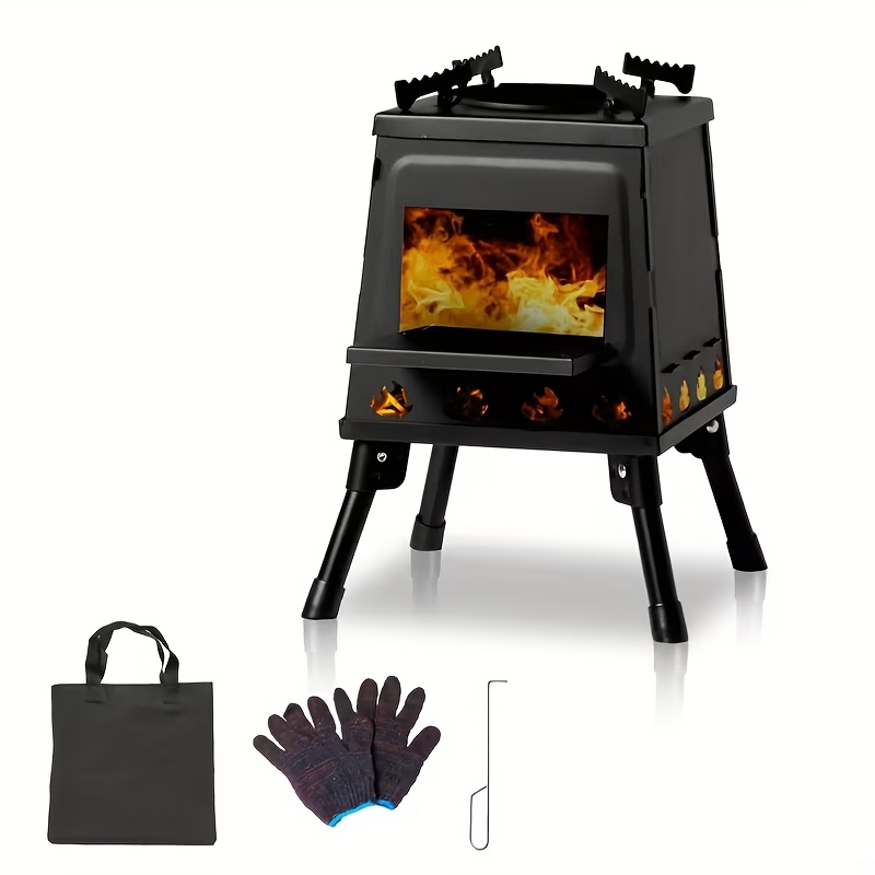 TEMU Portable Wood Burning Camp Stove - Heavy-duty Outdoor Campfire Stove With Sturdy Legs & Air Vents, Firewood/bonfire Compatible For Hiking,