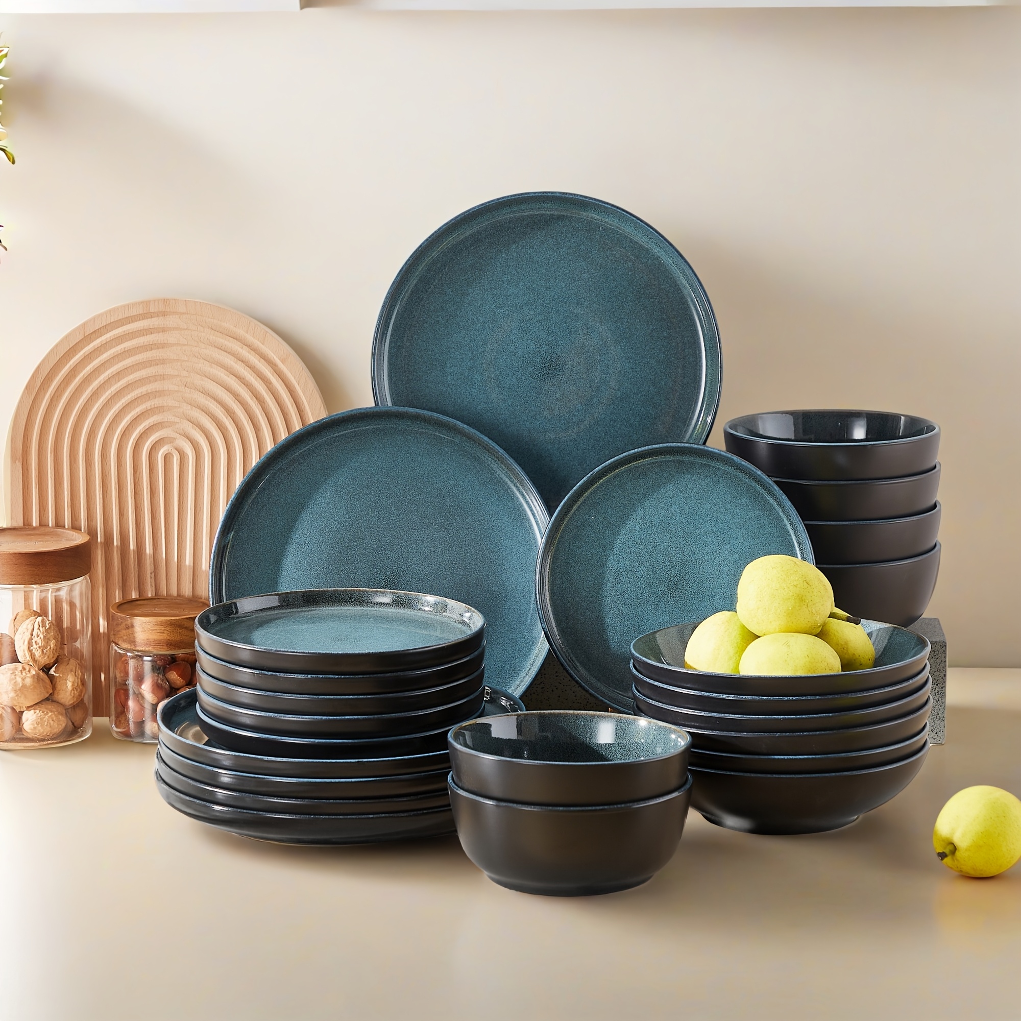 TEMU 24pcs Malacasa Dinnerware Set - Includes Plates, Dessert Plates, Soup Plates, And Bowls, Serves 6