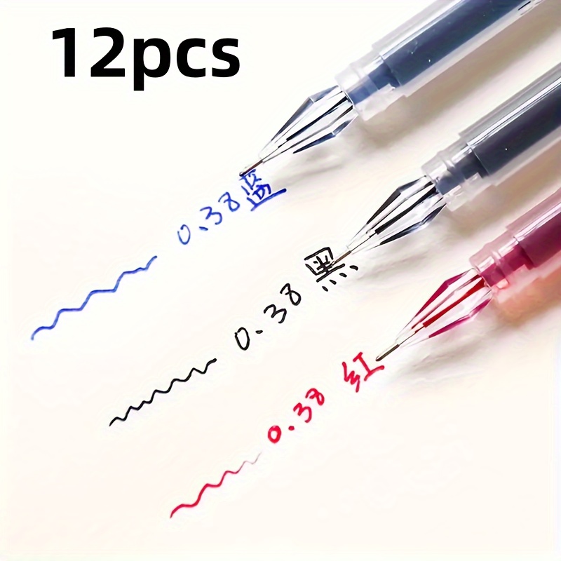 12 Pack Gel Pens, 0.38mm Fine Tip, High Capacity, Smooth Writing, Suitable For Office And School