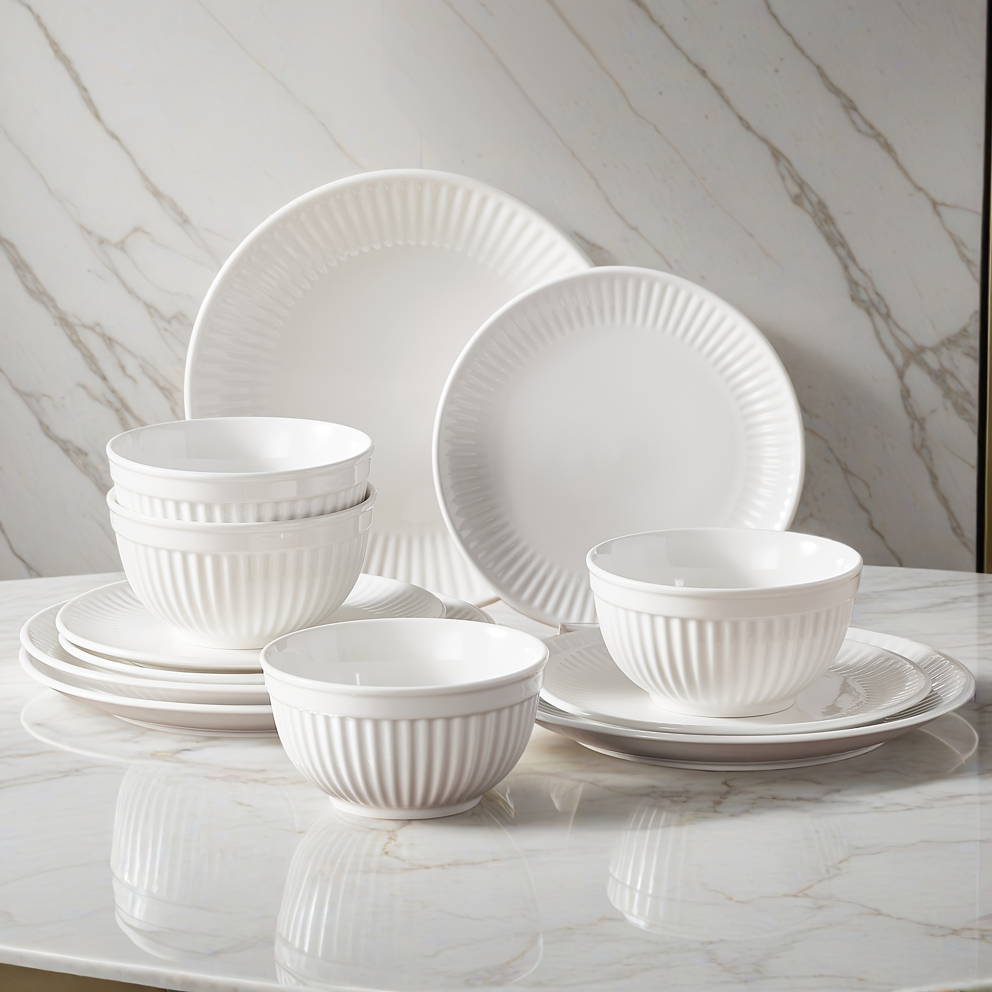 12 delars elegant porslins servis design glansiga - Temu Sweden