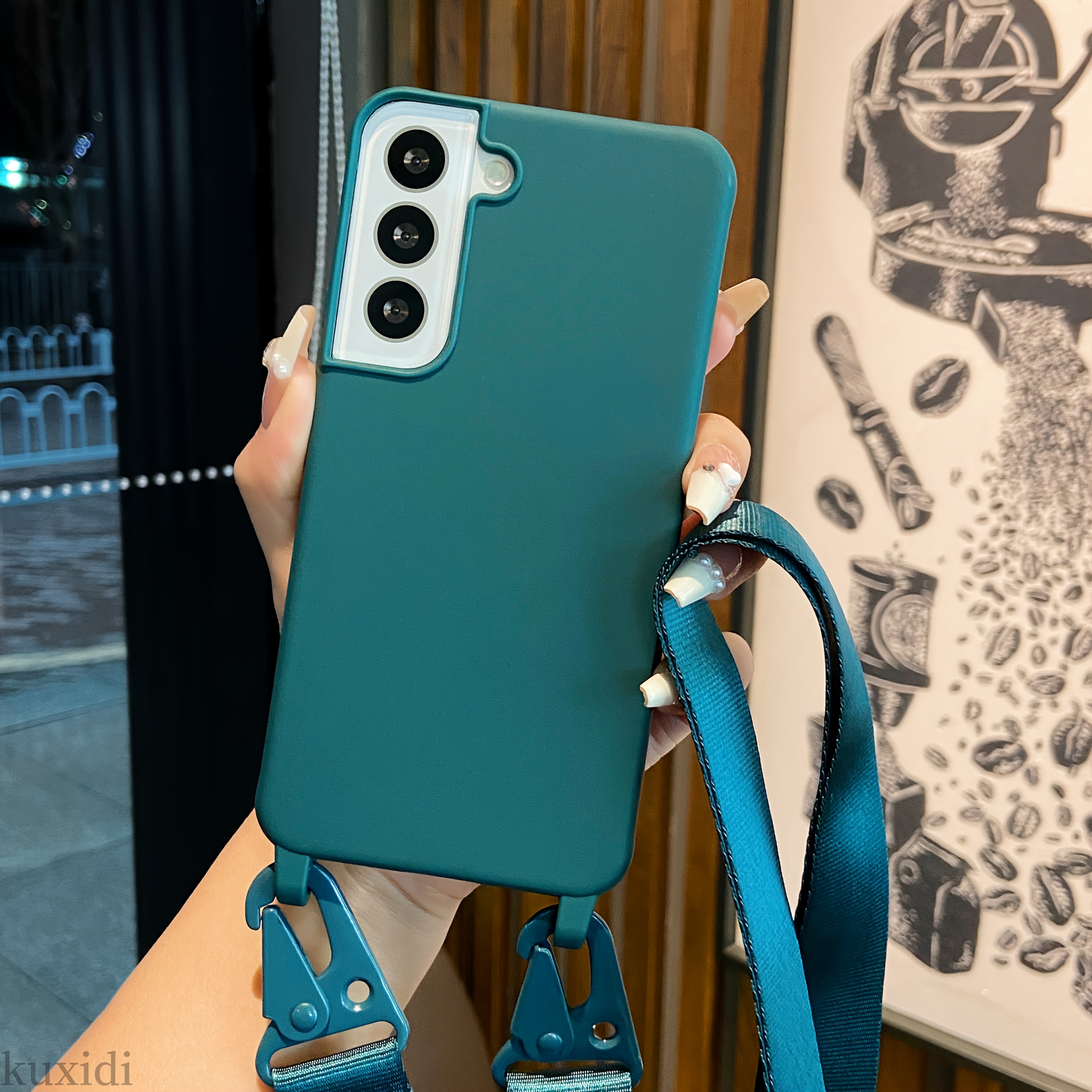 TEMU Phone Case - Solid Color Integrated Crossbody Shoulder Strap Lanyard Mobile Phone Case Suitable For Galaxya12/a14/a15/a25/a35/a26/a36