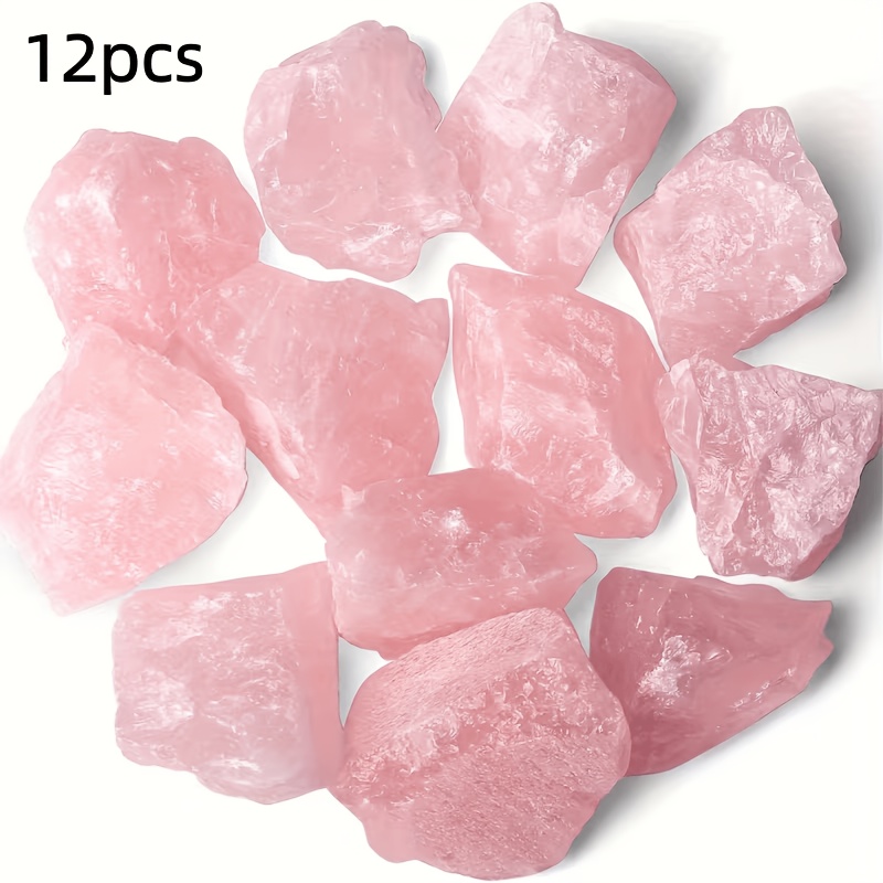 TEMU Lot de 1pc/2pcs/6pcs/12pcs Quartz Rose Naturelle Cristal Rose pour Polissage Tumbling Décoration d'Aquarium Décoration Intérieure Fontaine