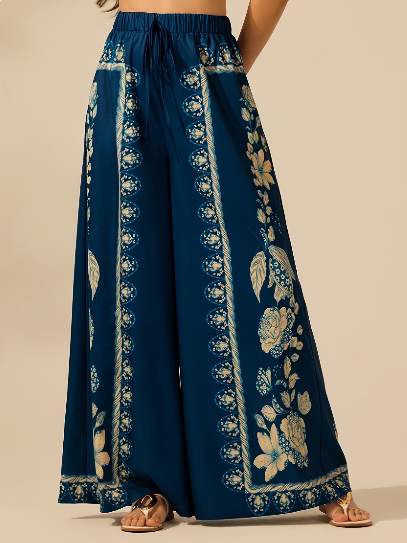 Womens Wide Leg Pants Spring Summer Autumn Floral Print