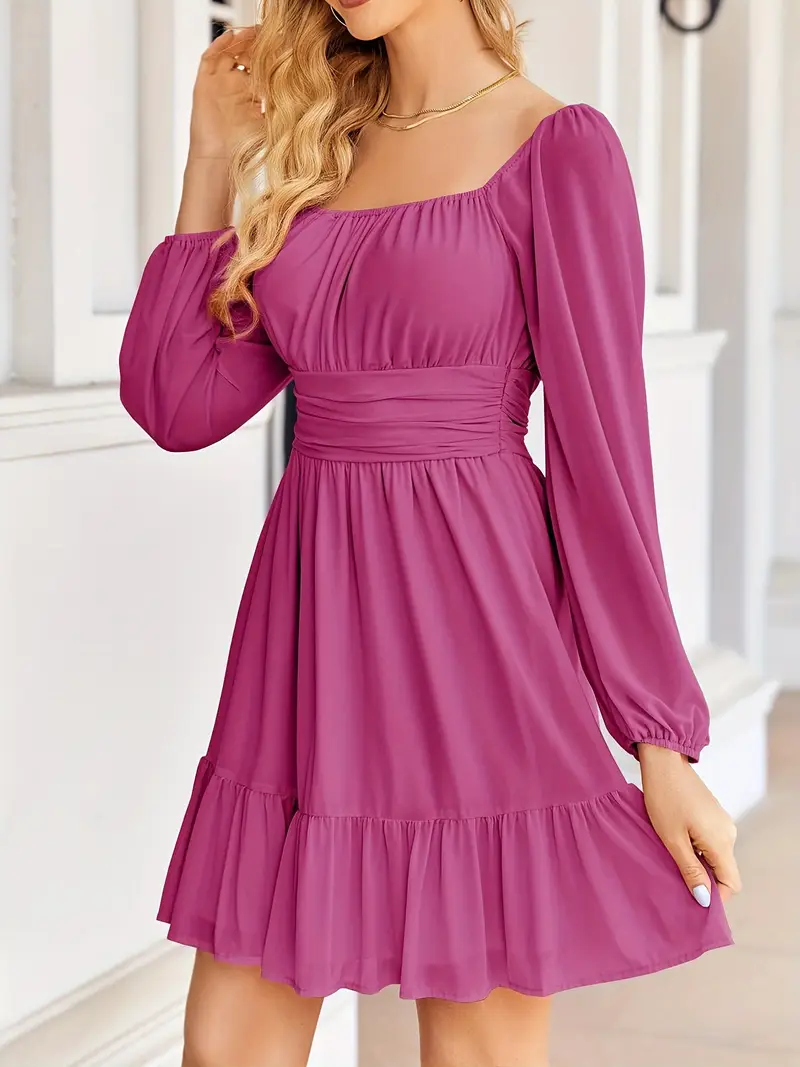 womens mesh long sleeve square neck dress high waist a line - Temu womens mesh long sleeve square neck dress high waist a line - Temu