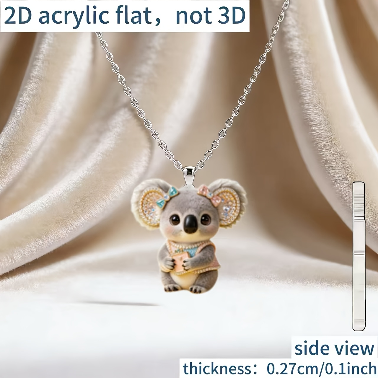 Cute Little Koala Pattern Acrylic Necklace, Unisex