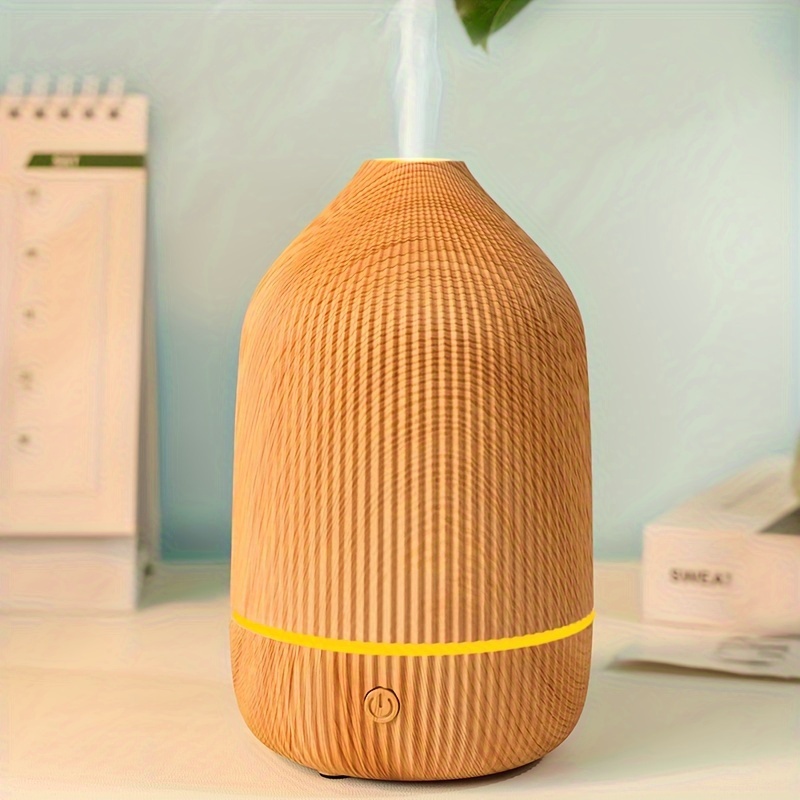 

1pc, Air Humidifier With Wood Grain Design (3.35" X 5.91"), Essential Oil Humidifier For Living Room & Bedroom, Usb Powered, Elegant Mist Dispenser With Pressure-reducing Fragrance Function