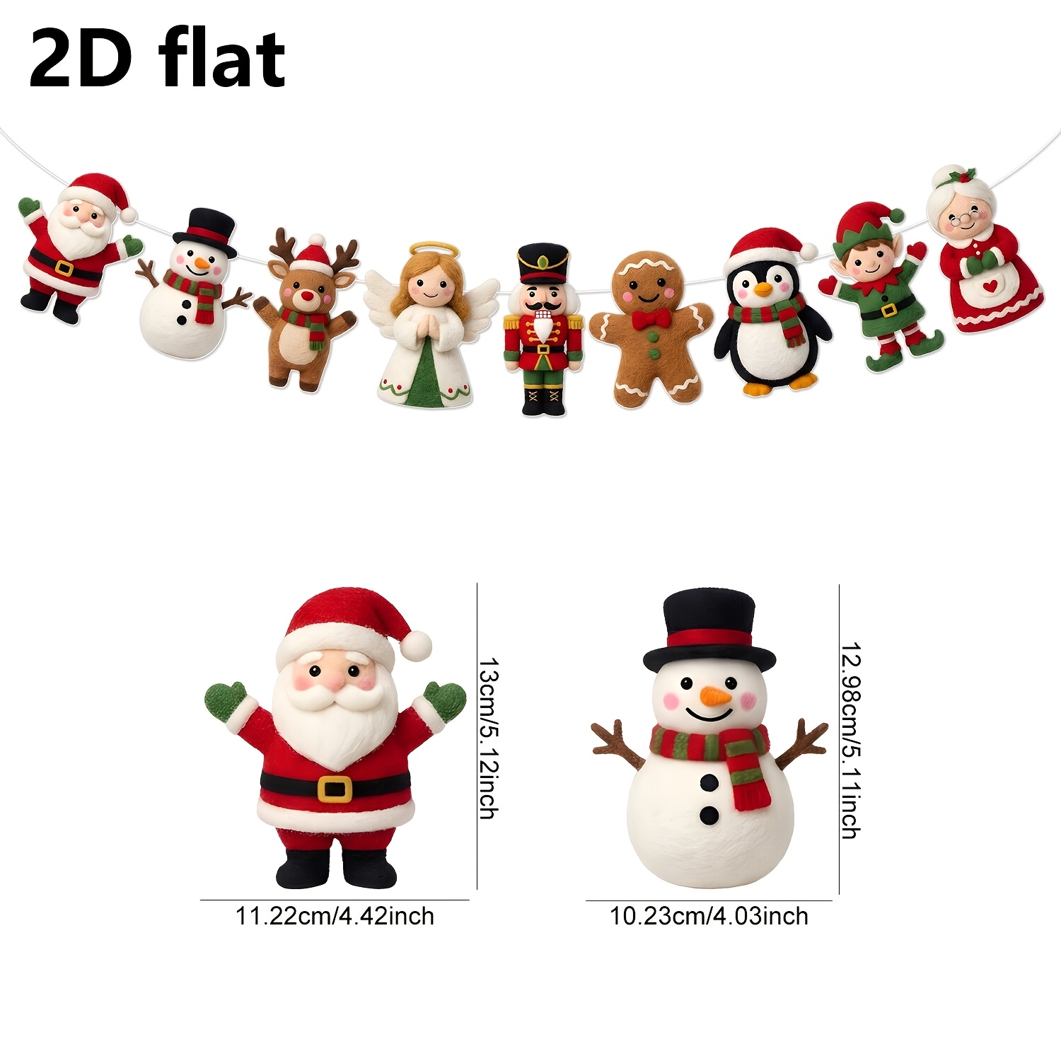 TEMU 2d Flat, 2d Flat - 2d Flat, 2d Flat - 2d Flat Christmas Character Banner, Christmas Element Hanging Garland, Suitable For Fireplace, Christmas