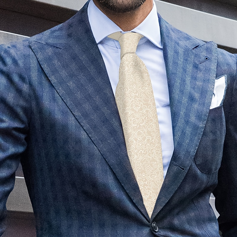 Subtle Solid Light Beige Pattern Printed Tie