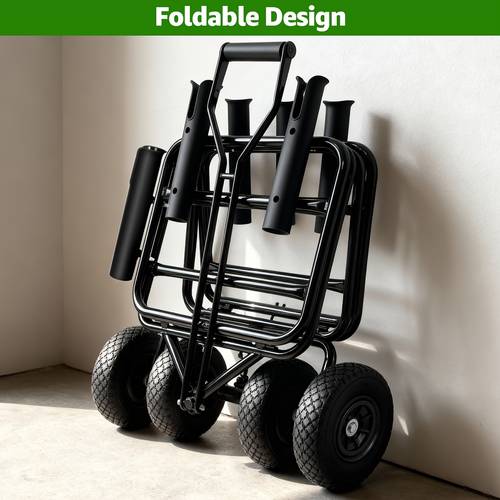 heavy duty collapsible all terrain fishing beach wagon cart with rod holders umbrella stand storage pockets large capacity sand cart suitable for sand garden travel ideal for wagon