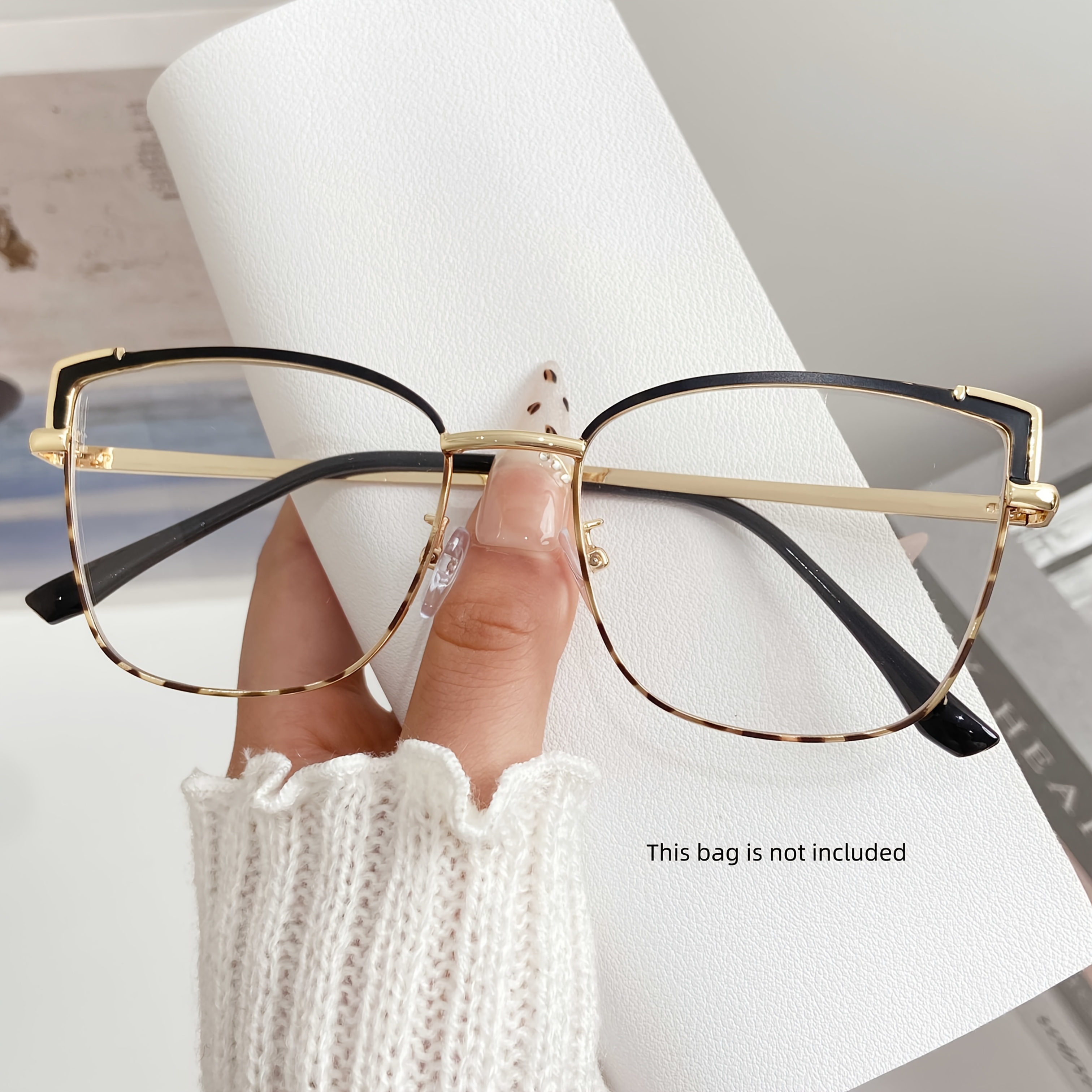 Fashion Metal Small Frame Cat-eye Double Beam Personality Glasses For Women And Men Suitable For Daily Wear Of Street Photography