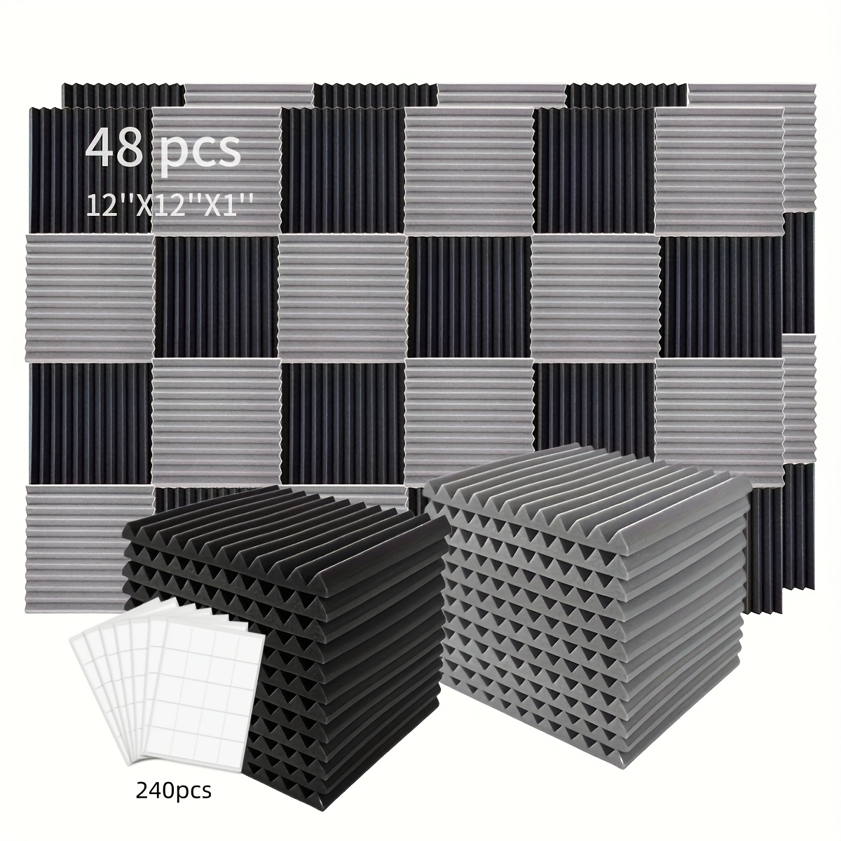 TEMU 48pcs Acoustic Foam Panels, Studio Soundproofing Wedges, Soundproof Padding, 1
