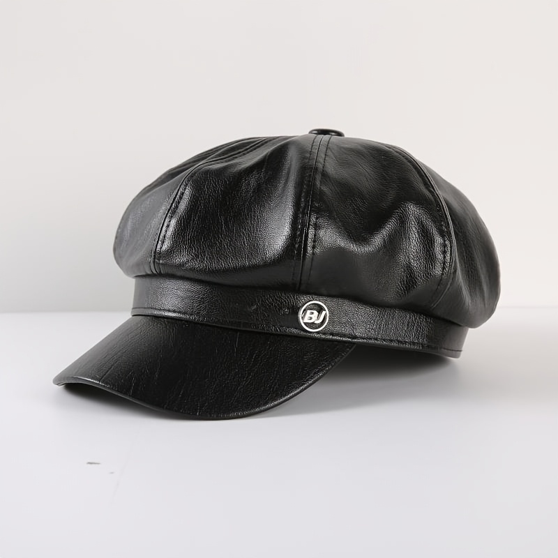 TEMU Women's Newsboy Cap Pu With Sun Visor Beret Driver Cap Vintage Women's Newsboy Cap Baker Cap Newsboy Cap Women's Pu Driver Painter Alice Beret