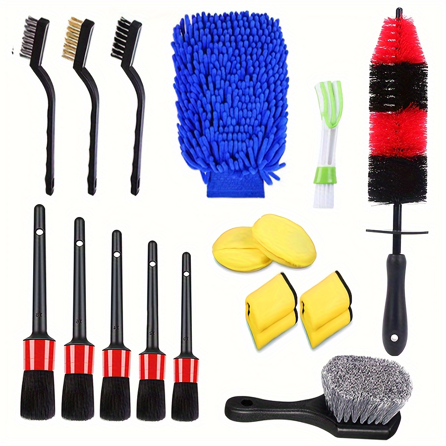 

16pcs Car Cleaning Brush Set, Detail Brush, Air Conditioner Outlet Brush, Car Brush Tire Brush, Gap Brush, Dusting Brush, Car Washing Supplies, Cleaning Tools