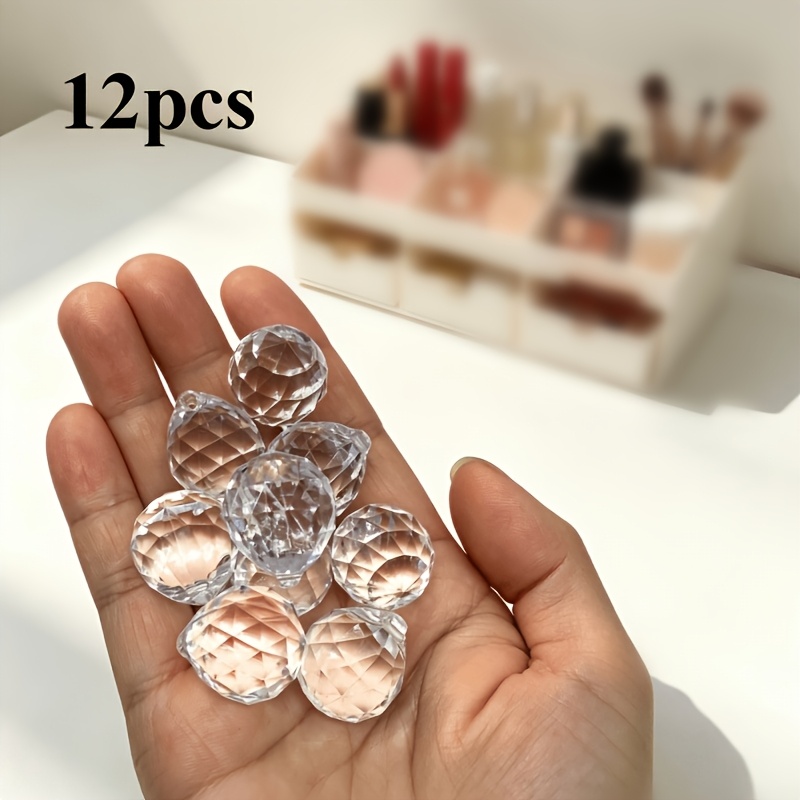 TEMU 12pcs Crystal Charms, Catchers, Refracting , Hanging Decorations, Room Decor, Holiday Decor, Suitable For Home And Garden Decoration, Crystal,