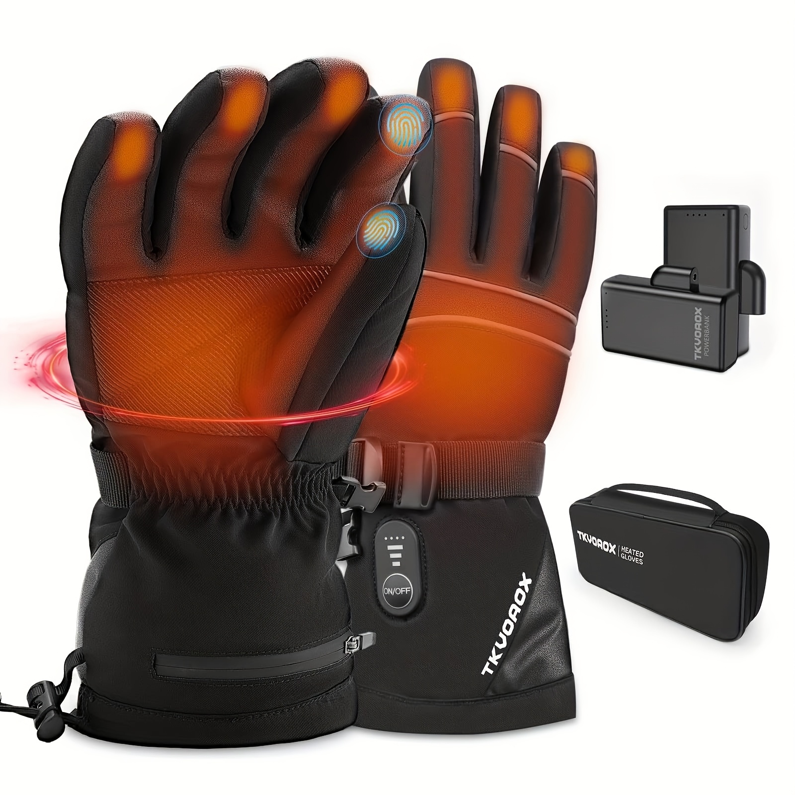 TEMU Gants Chauffants Homme Femme, Gants Électriques Chauffants Rechargeables avec Batterie 5000Mah, Gants de Ski Chauffants et Gants de Snowboard