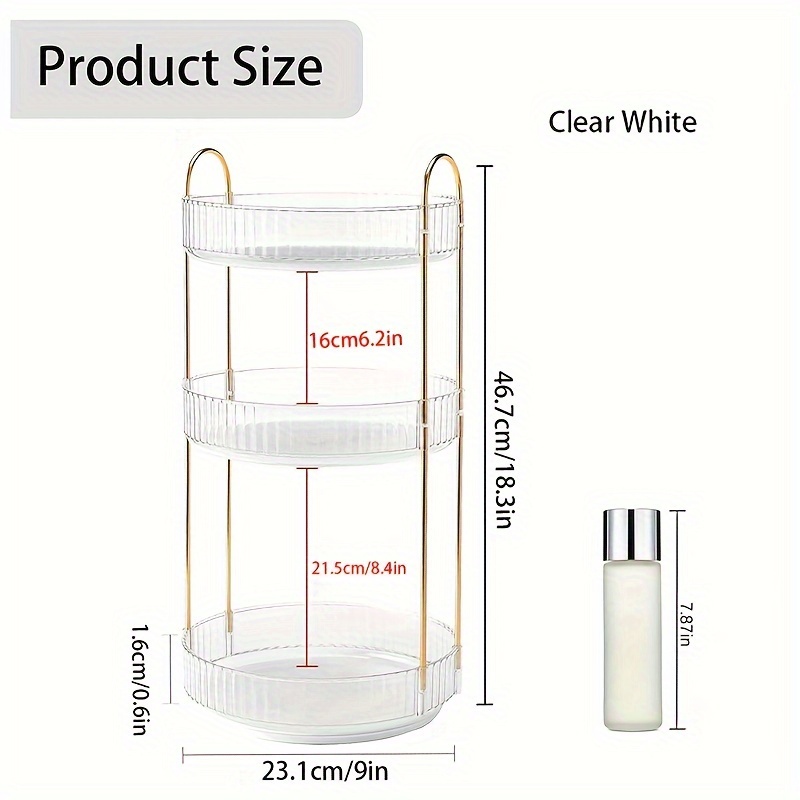 TEMU 2/3/layer Rotating Perfume Light Beige Care Organizer, 360° Rotating Cosmetic Organizer Large Capacity Cosmetic Storage, Suitable For Bathroom, Dressing Table, Countertop