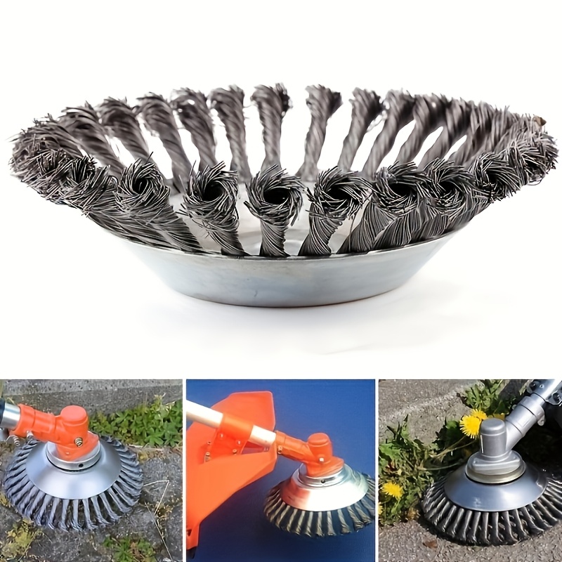 1pc heavy duty metal lawn mower blade with steel wire cutting wheel durable eater attachment accessory for grass trimming and weeding lawn mower accessories details 0