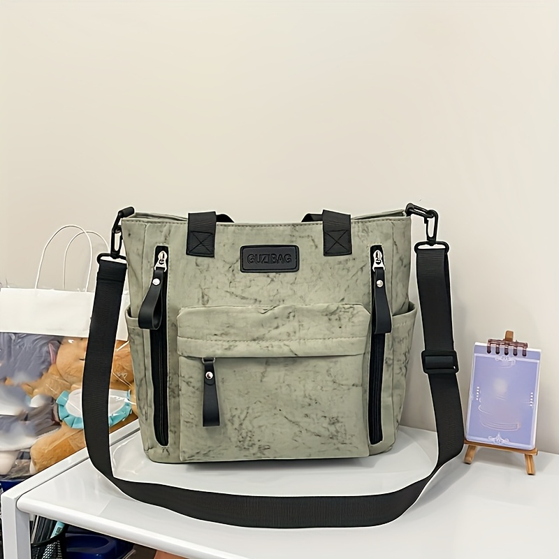 Fashionable Women's Marble-Pattern Tote Bag, Versatile Crossbody